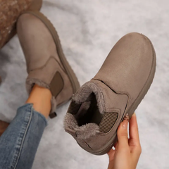 π₯ Order Today & Receive 49% OFF - Comfortable Round Toe Fluffy Lined Slip-On Ankle Winter Short Boots