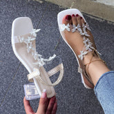 🔥Last Day Promotion 50% OFF - Women's Butterfly Rhinestone Block Heel Sandals