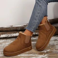 π₯ Order Today & Receive 49% OFF - Comfortable Round Toe Fluffy Lined Slip-On Ankle Winter Short Boots