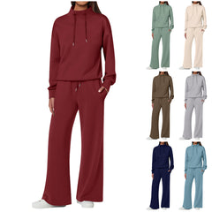 NEW π₯ Women's Cotton Two-Piece Oversized Drawstring Sweatshirt Wide Leg Sweatpants Casual Set