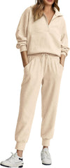 NEW π₯ Women's Cotton Two-Piece Oversized Drawstring Sweatshirt Wide Leg Sweatpants Casual Set