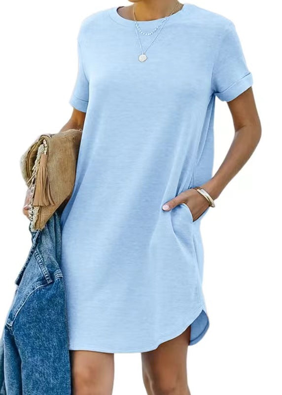 ⏰2025 Women's Casual Short Sleeve T-shirt Dress Basic Dresses with Pockets